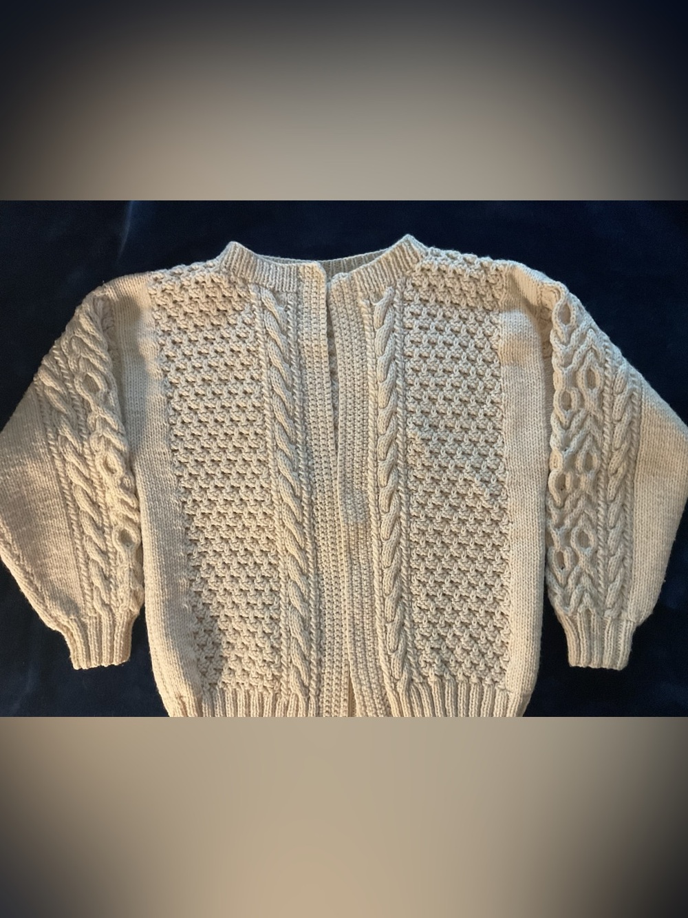 Handmade Irish Fisherman Cable Knit Crewneck Sweater - Cream, M